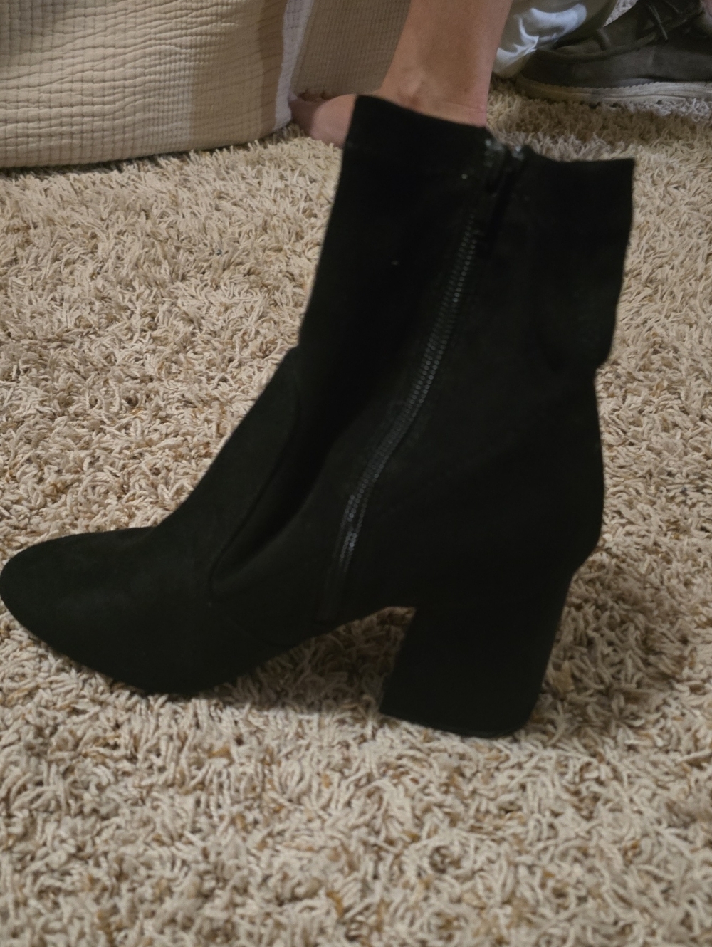 Madden Girl Black Suede Block Heel Ankle Boots